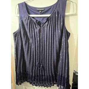 Lane Bryant Plus Size 18 Purple Blouse‎ Polyester Polka Dot Sleeveless Top